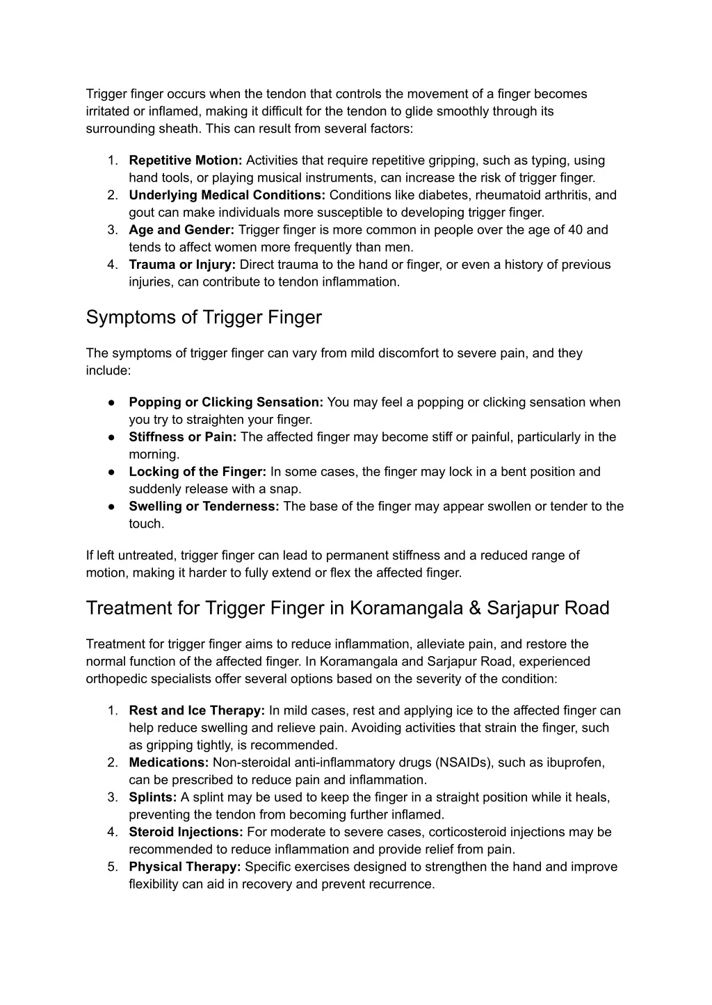 trigger finger occurs when the tendon that