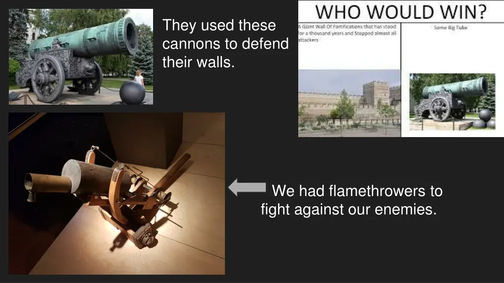 they used these cannons to defend their walls