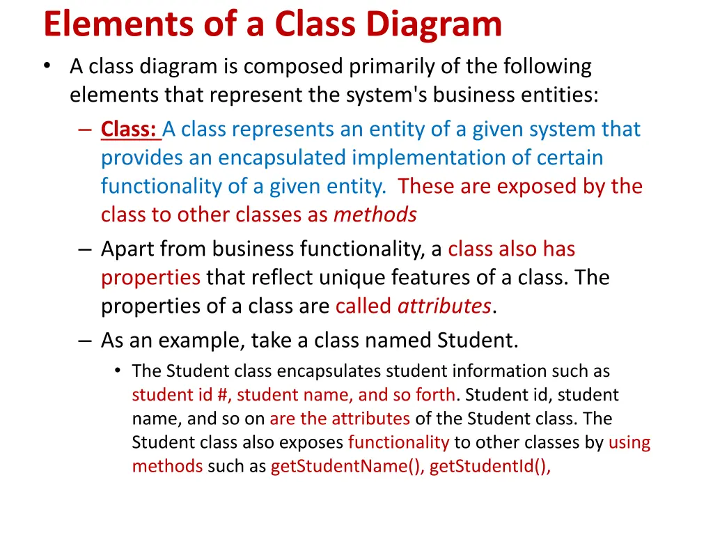 elements of a class diagram a class diagram
