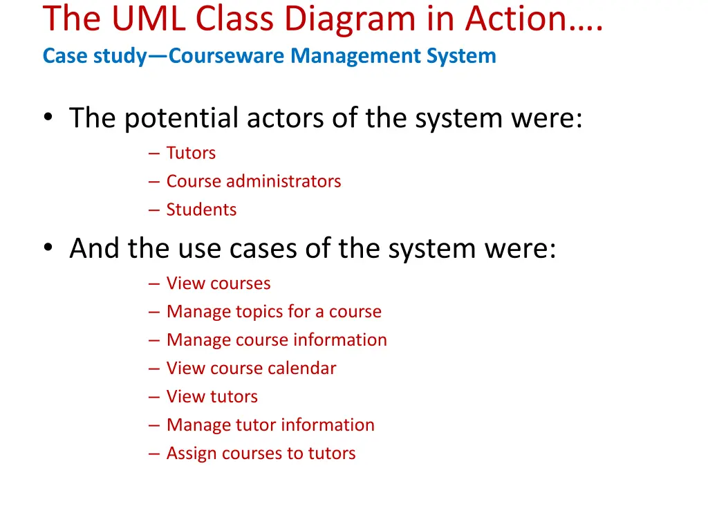 the uml class diagram in action case study 1