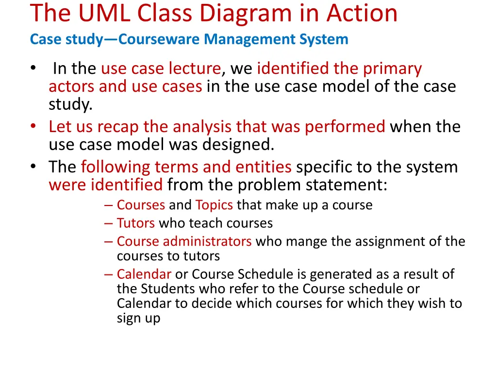the uml class diagram in action case study
