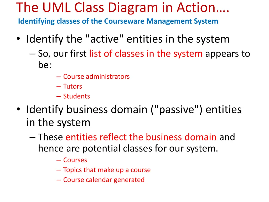 the uml class diagram in action identifying