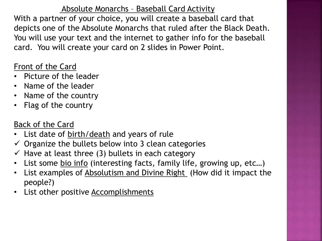 absolute monarchs baseball card activity with