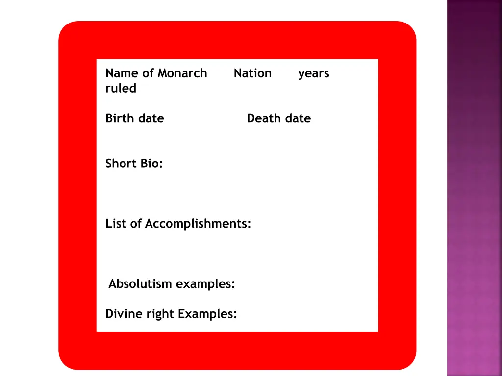 name of monarch nation years ruled