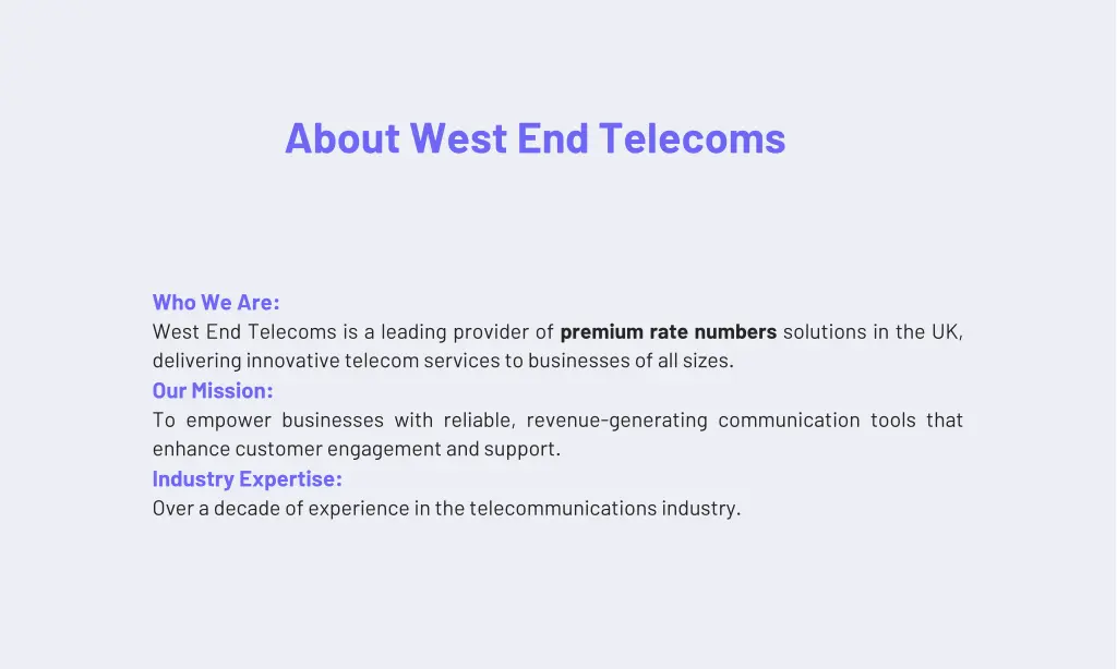 about west end telecoms