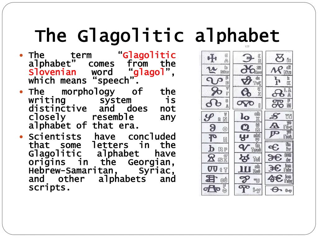 the glagolitic alphabet the glagolitic alphabet