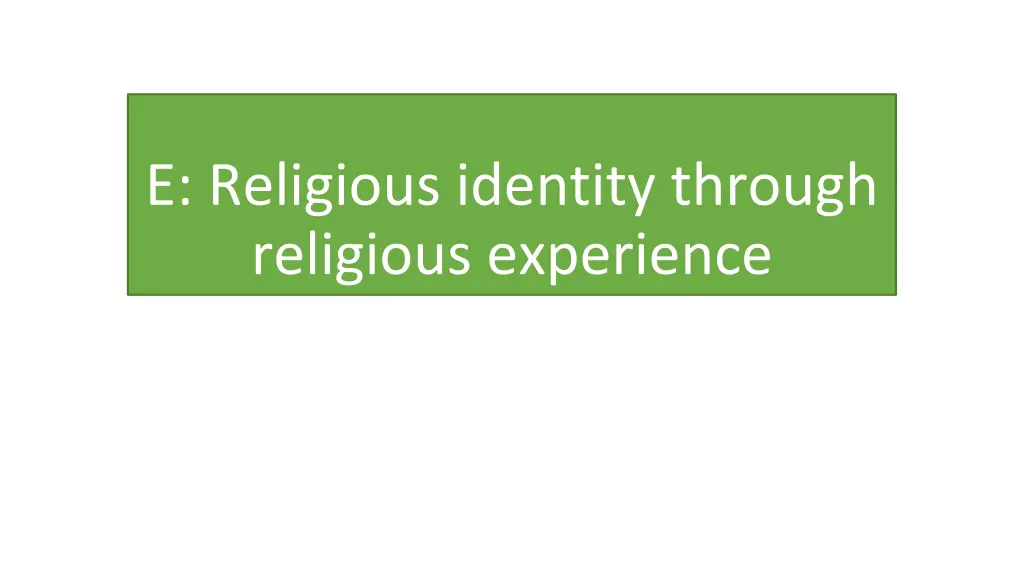 e religious identity through religious experience