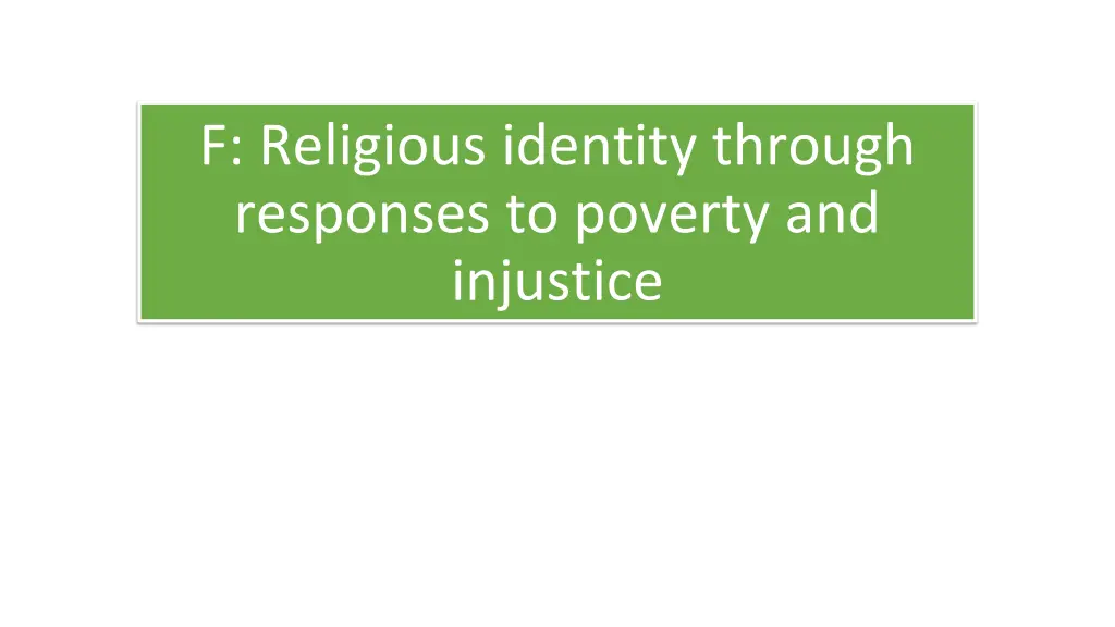 f religious identity through responses to poverty