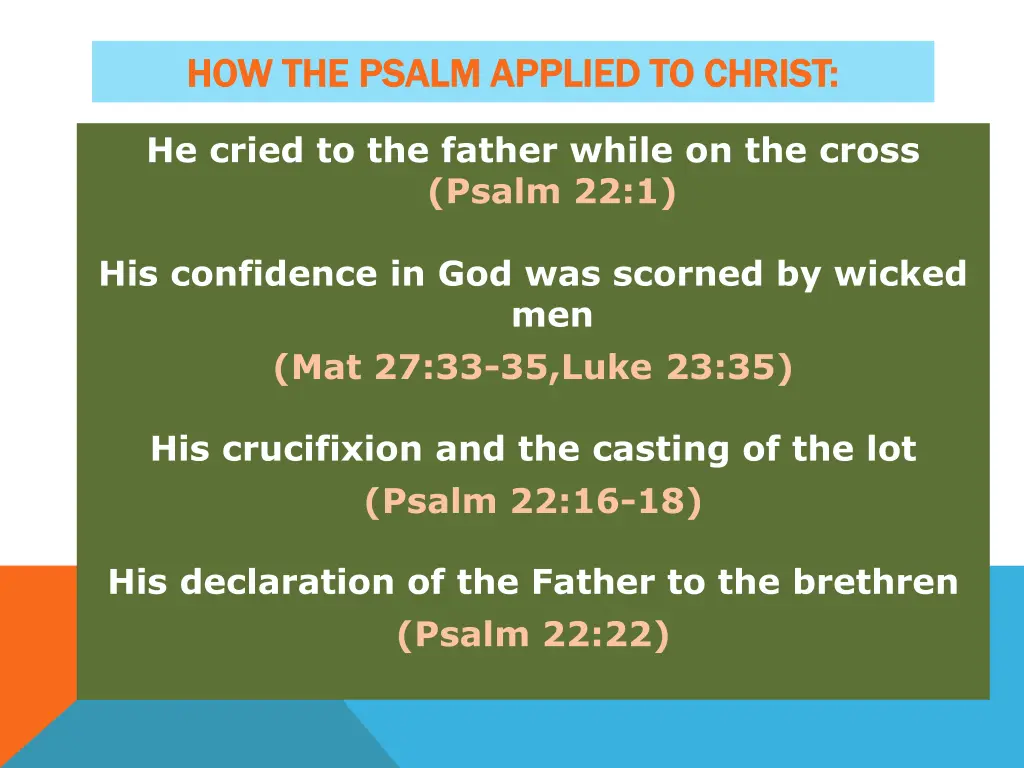 how the psalm applied to christ how the psalm