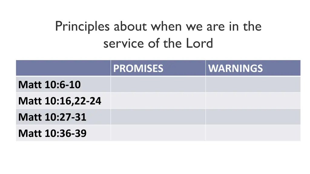 principles about when we are in the service