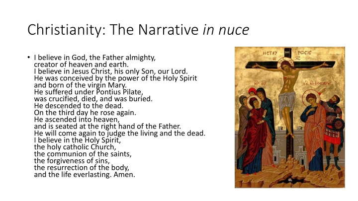 christianity the narrative in nuce