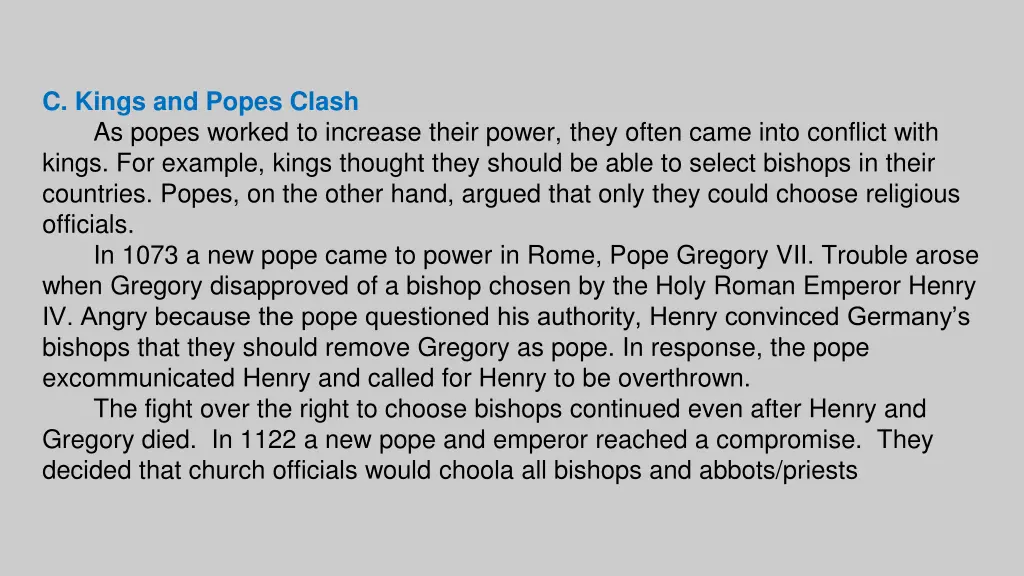 c kings and popes clash as popes worked