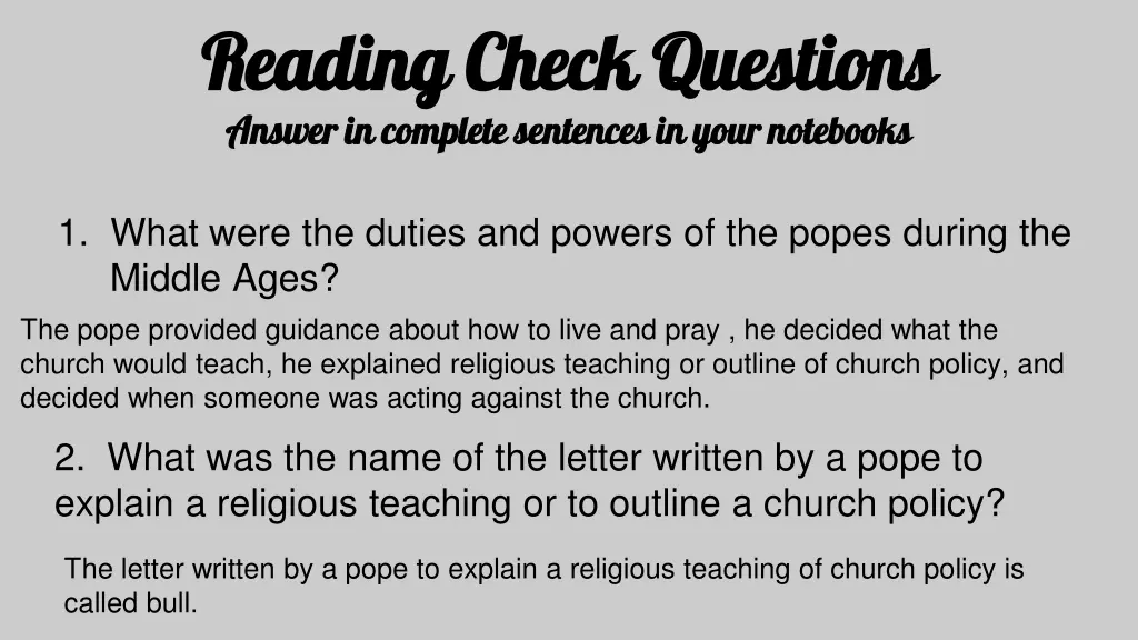 reading check questions reading check questions