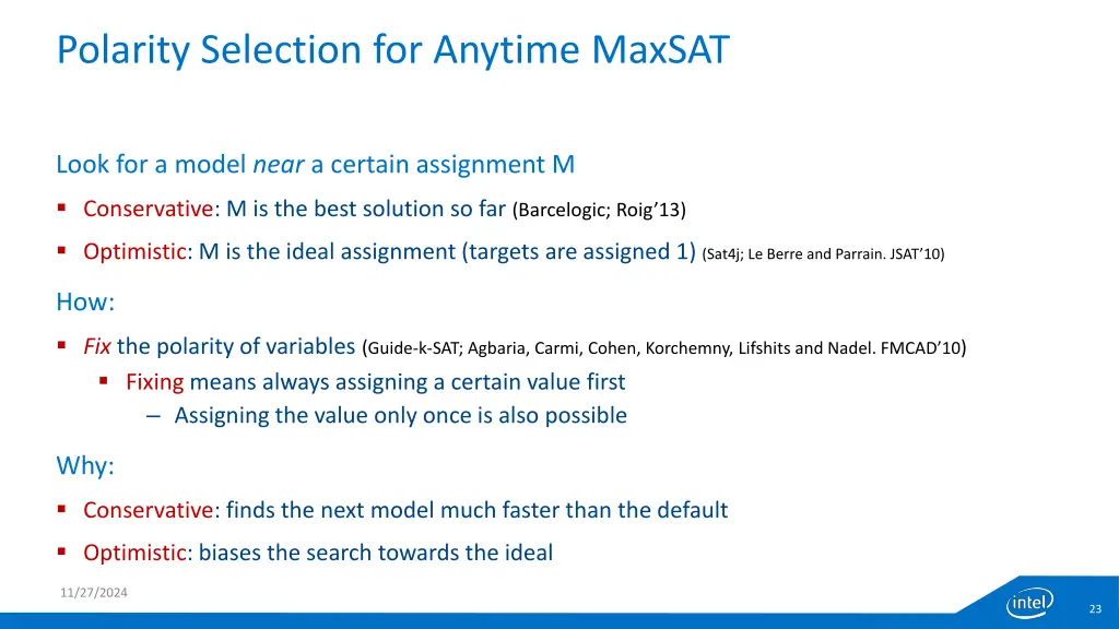 polarity selection for anytime maxsat