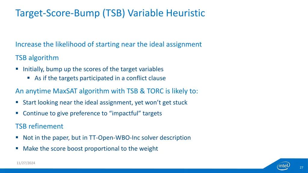 target score bump tsb variable heuristic