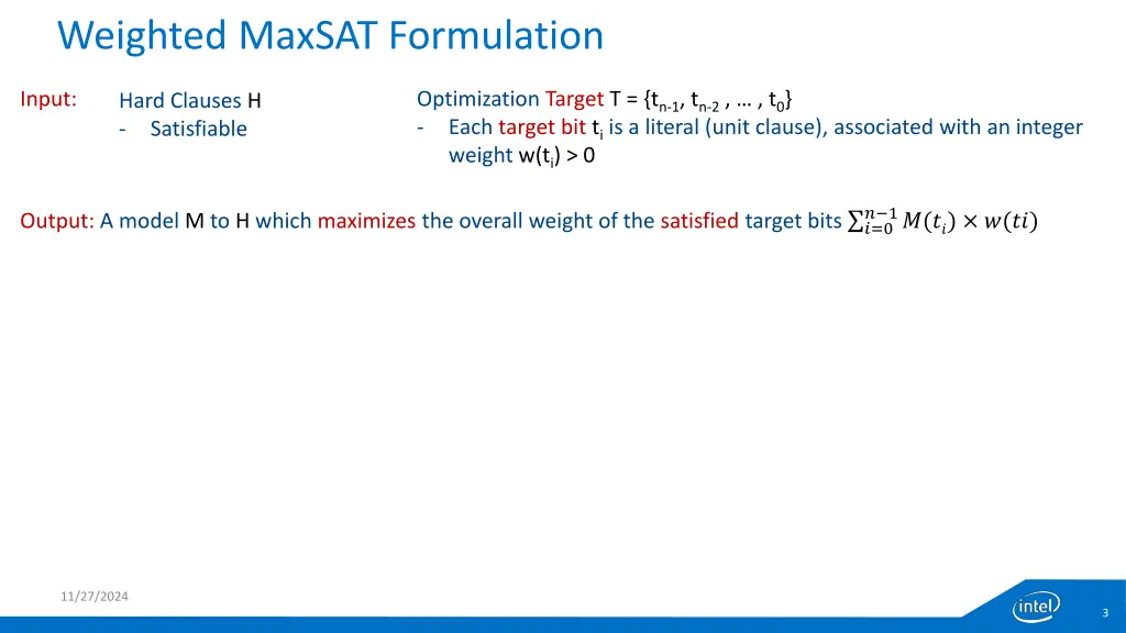 weighted maxsat formulation 1