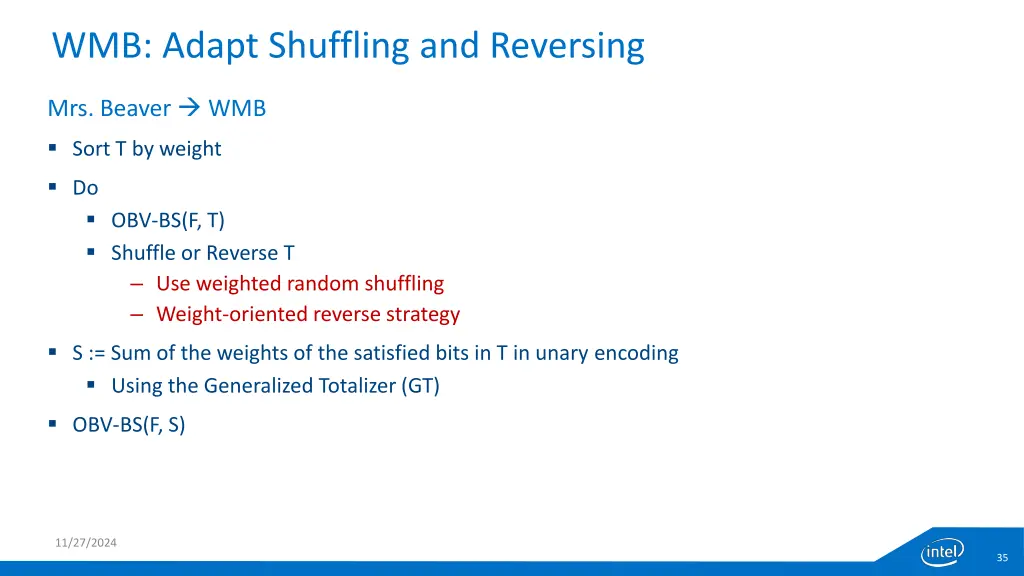 wmb adapt shuffling and reversing