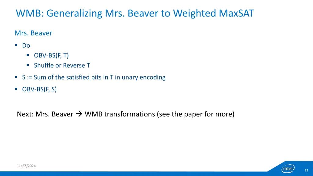 wmb generalizing mrs beaver to weighted maxsat