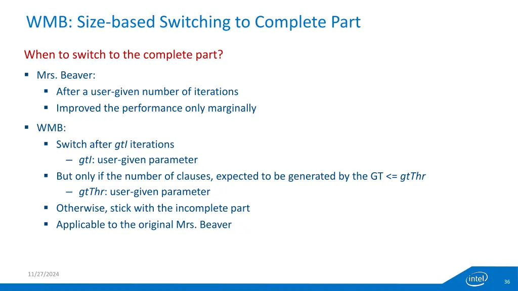 wmb size based switching to complete part