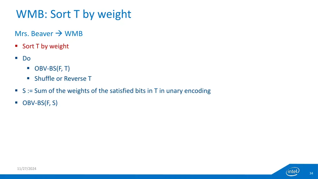 wmb sort t by weight