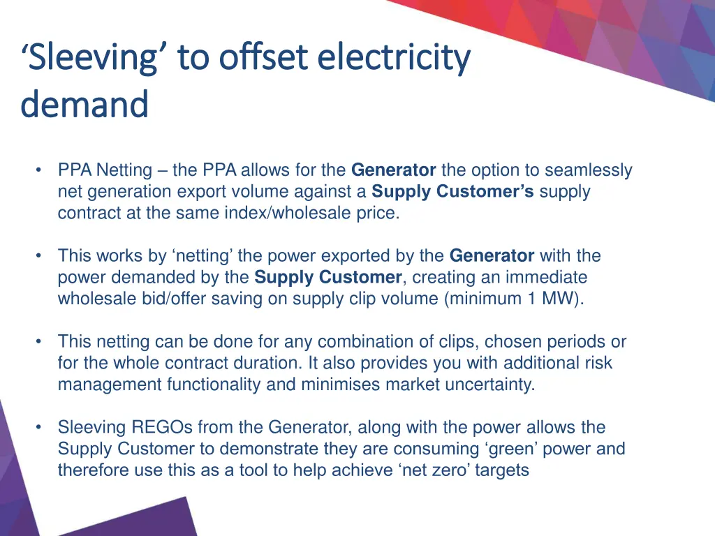 sleeving to offset electricity sleeving to offset