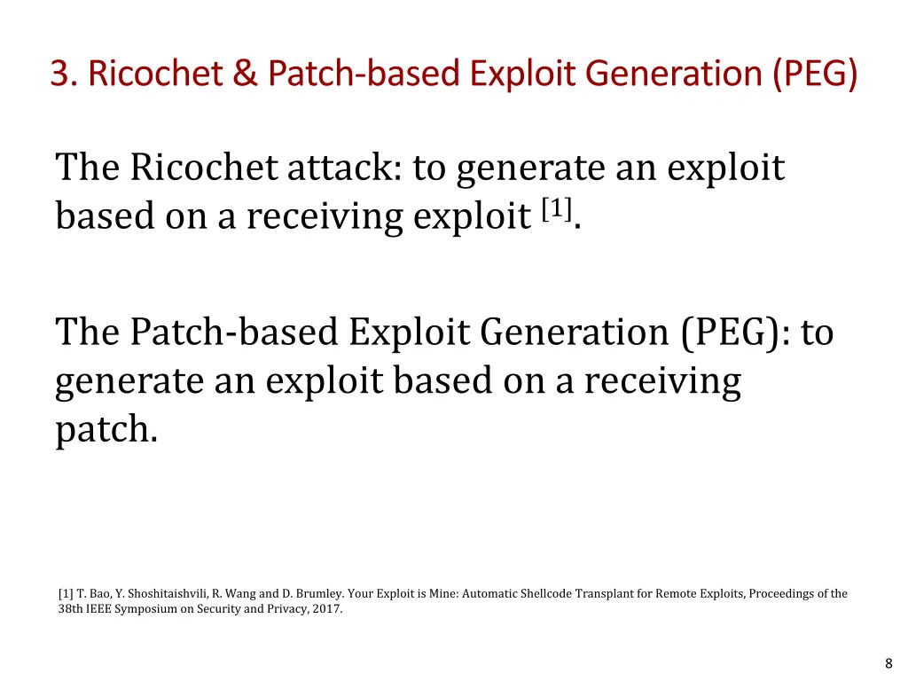 3 ricochet patch based exploit generation peg