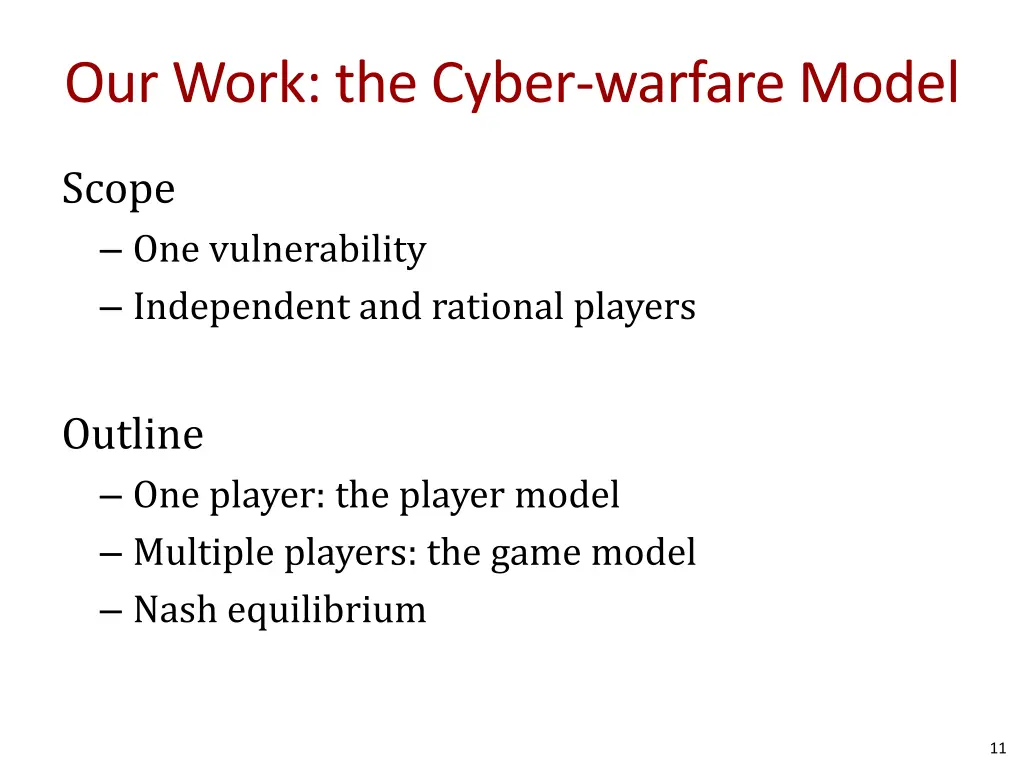 our work the cyber warfare model