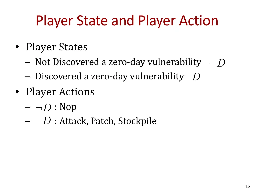 player state and player action