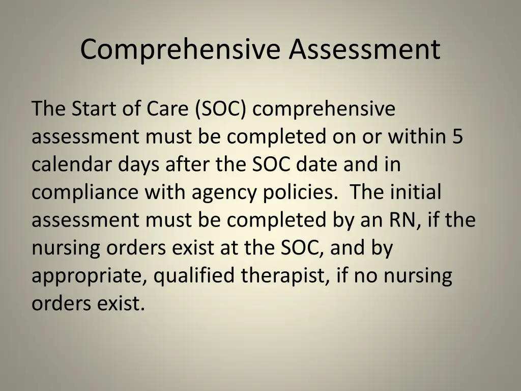 comprehensive assessment