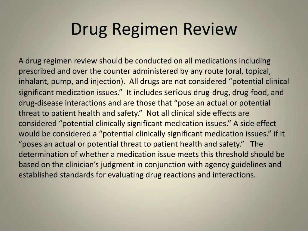 drug regimen review