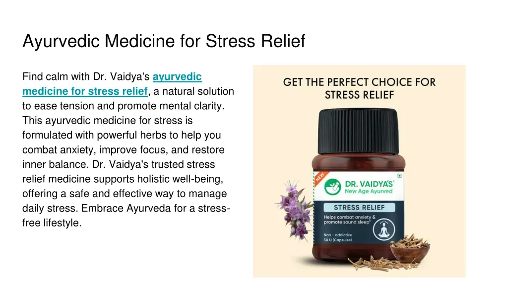 ayurvedic medicine for stress relief