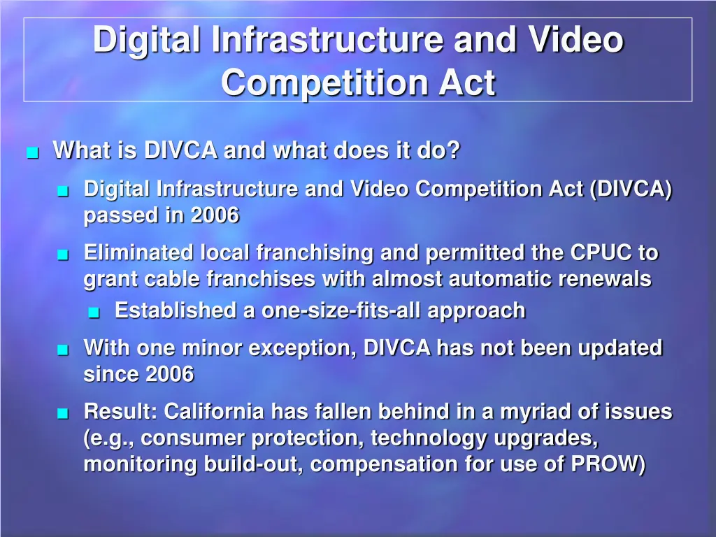 digital infrastructure and video competition act