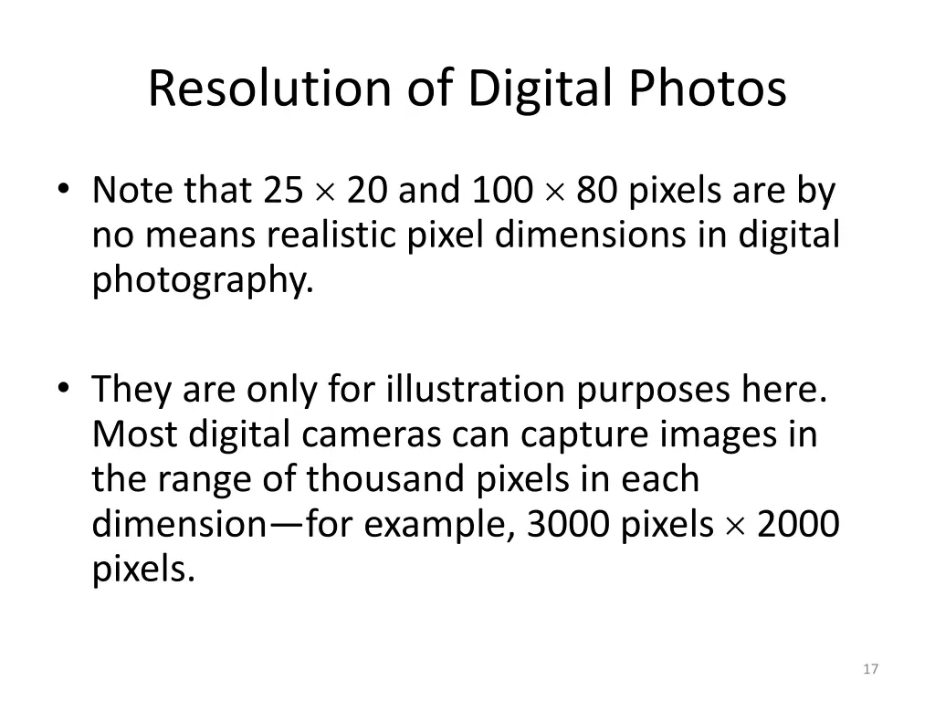 resolution of digital photos