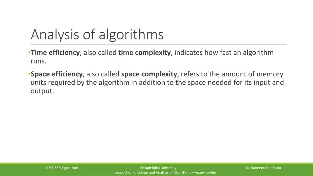 analysis of algorithms 1