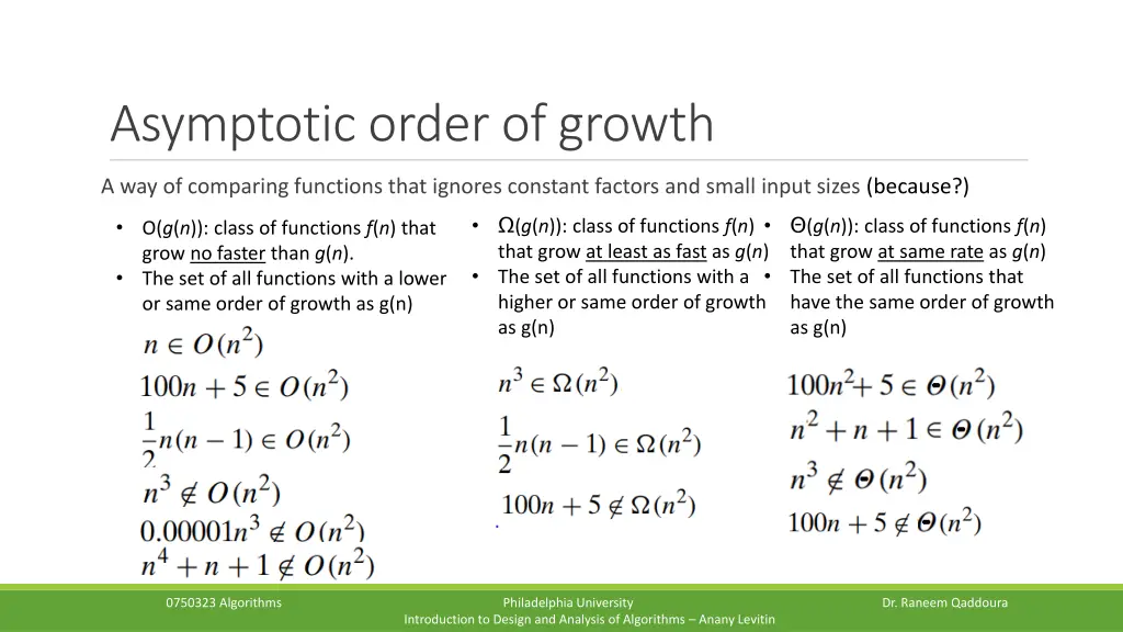 asymptotic order of growth