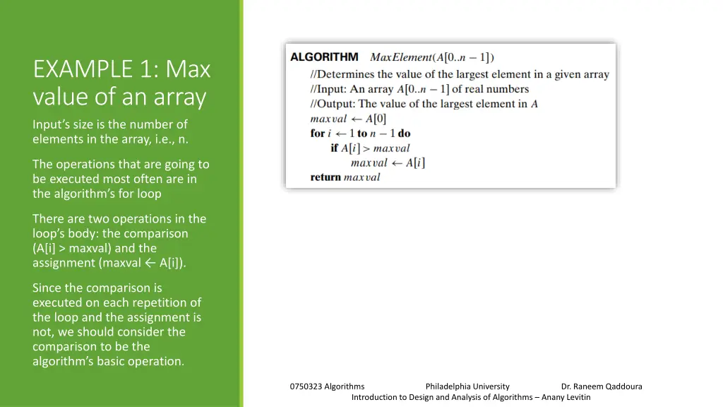 example 1 max value of an array input s size