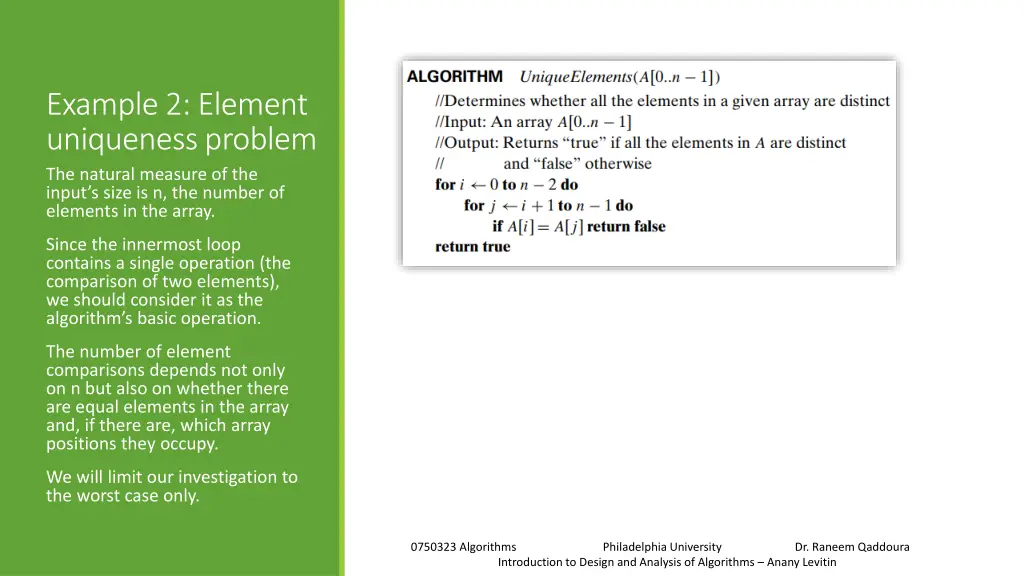 example 2 element uniqueness problem the natural