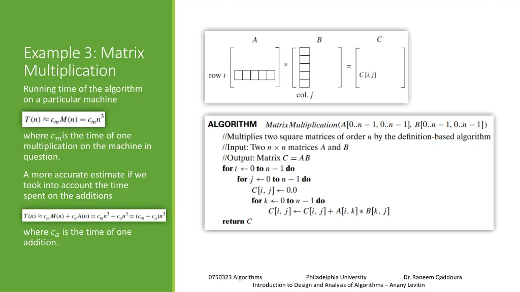 example 3 matrix multiplication running time