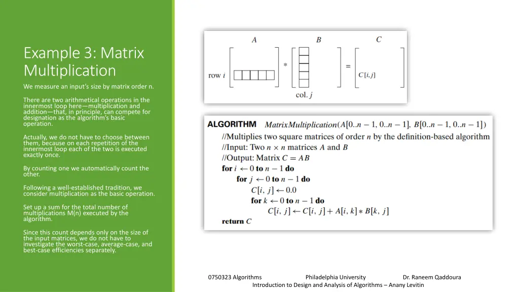 example 3 matrix multiplication we measure