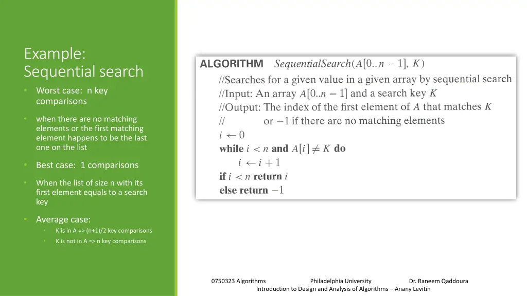 example sequential search worst case