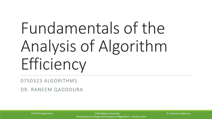 fundamentals of the analysis of algorithm