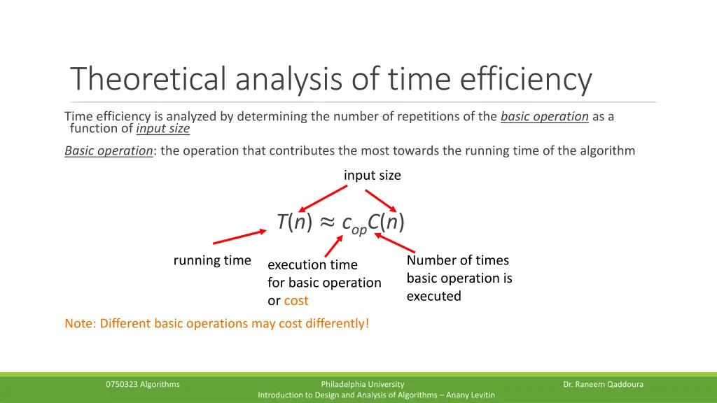 theoretical analysis of time efficiency