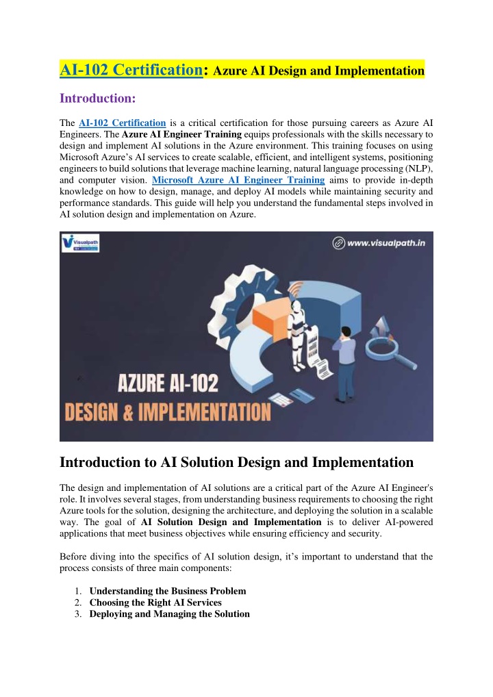 ai 102 certification azure ai design