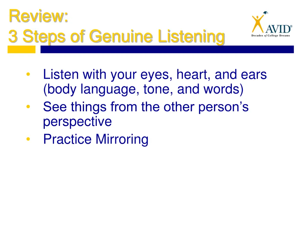 review 3 steps of genuine listening