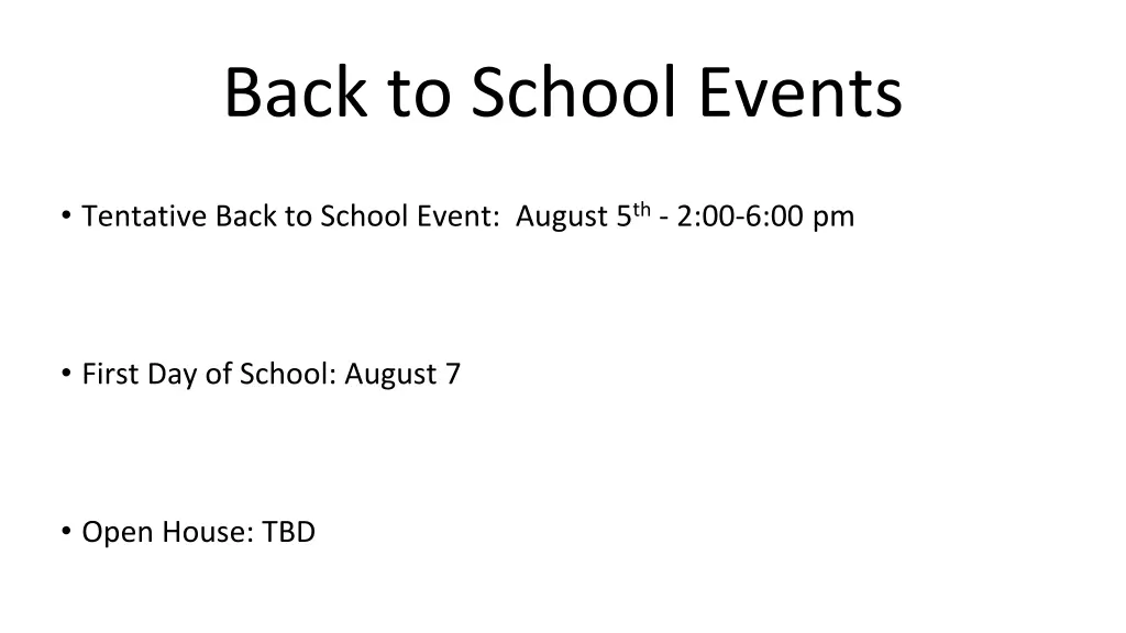 back to school events