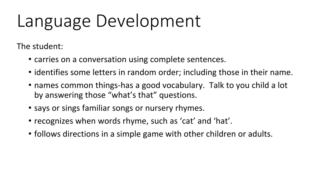 language development