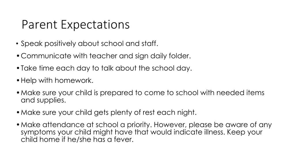 parent expectations