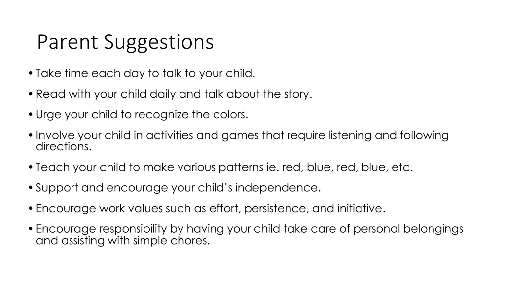 parent suggestions