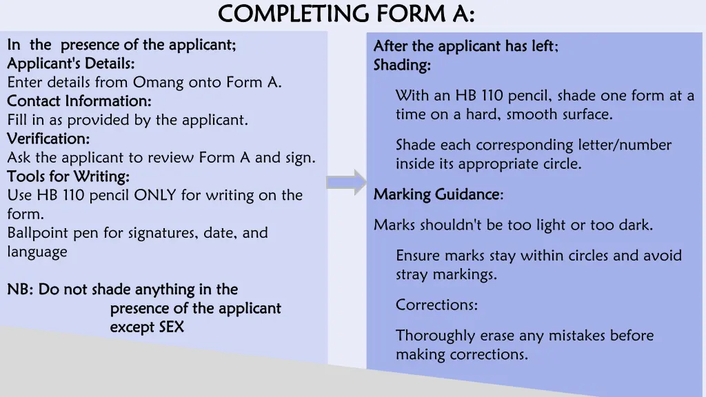 completing form a completing form a