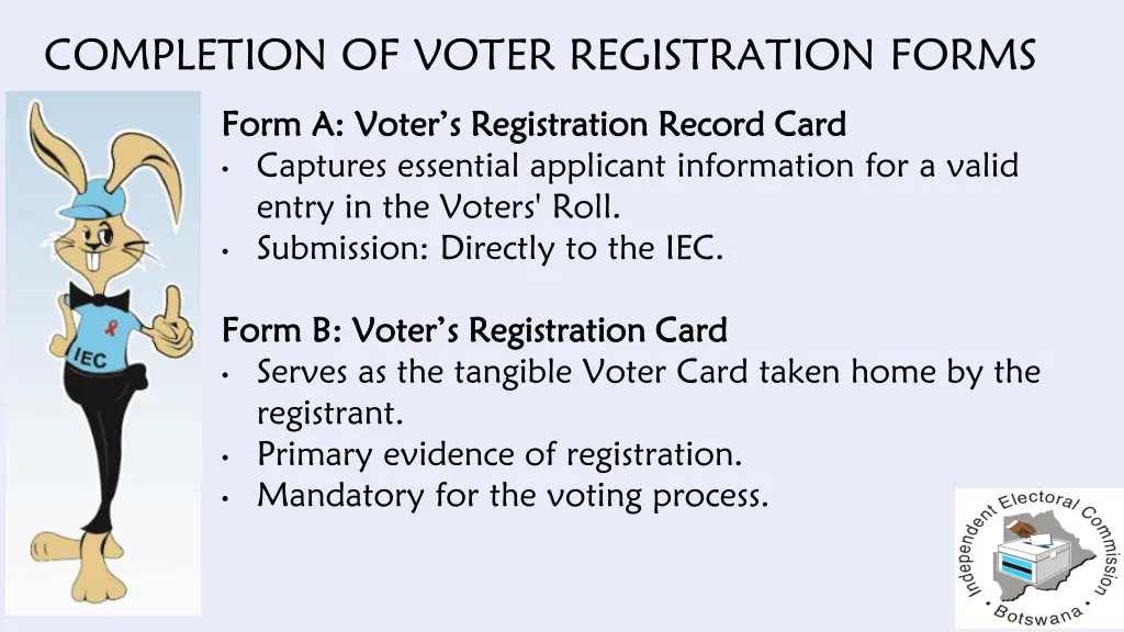 completion of voter registration forms